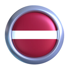 3D Latvia Flag Emblem with circle metallic frame, showcasing national emblem detail in a polished, modern design. Perfect for apps, UI, or educational use