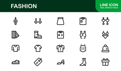Fashion Industry Modern Professional Line Icon Pack Sleek Minimal Vector Set Featuring Clothing and Accessories