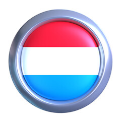3D Luxembourg Flag Emblem with circle metallic frame, showcasing national emblem detail in a polished, modern design. Perfect for apps, UI, or educational use