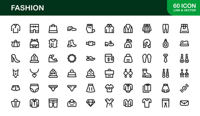 Fashion Industry Modern Professional Line Icon Pack Sleek Minimal Vector Set Featuring Clothing and Accessories