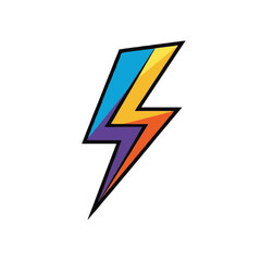 Vibrant and colorful lightning bolt icon representing speed, energy, power, and electricity. Modern graphic design element.