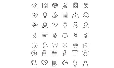 Cancer Awareness Ribbon Icons & Cancer Care Symbol Vector