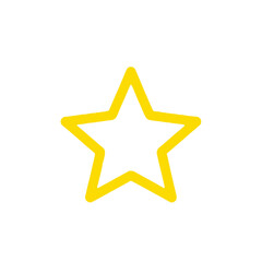 Obraz premium Yellow Star Outline Icon. Simple Vector Graphic Symbol for Rating, Favorite, Quality, Achievement, Award, or UI Design Element.