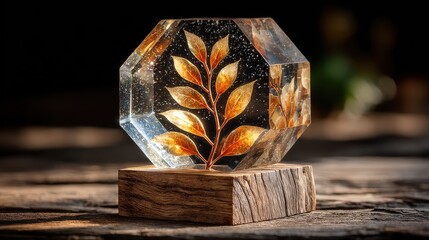 Prestigious award vessel nurturing botanical life representing ethical accomplishments, ideal for sustainability award galas, CSR communications, and eco-leadership announcements.