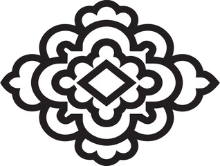 Beautiful Minimal Ornament Icon With Decorative Vector Line Art  