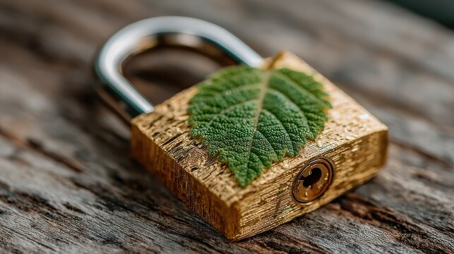 Eco-conscious encryption device with botanical unlocking mechanism for sustainable IT systems, environmental data vaults, and green computing initiatives.