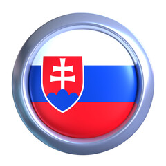 3D Slovakia Flag Emblem with circle metallic frame, showcasing national emblem detail in a polished, modern design. Perfect for apps, UI, or educational use