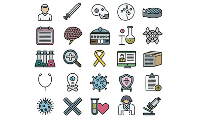 Cancer Awareness Ribbon Icons & Cancer Care Symbol Vector
