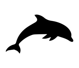 Fototapeta premium A Sleek Black Silhouette of a Dolphin Leaping Gracefully from the Water 