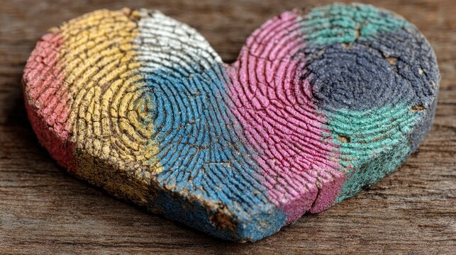 Heart jigsaw puzzle with biometric texture, individual care symbol for healthcare designs.