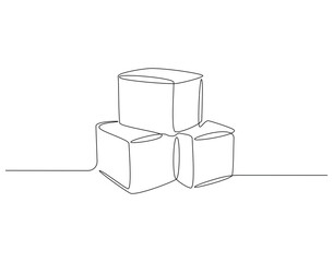Stack cardboard continuous line. Continuous one line drawing of stack cardboard. Carton storage concept. Single line drawing