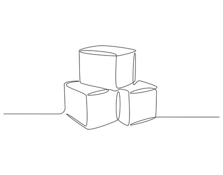 Stack cardboard continuous line. Continuous one line drawing of stack cardboard. Carton storage concept. Single line drawing