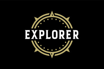 Explorer Compass Vintage Typography Emblem Design