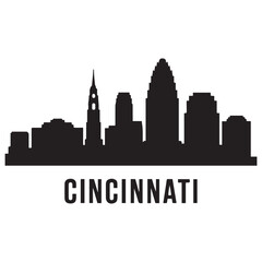 Fototapeta premium Vector Cincinnati skyline. Travel Cincinnati famous landmarks. Business and tourism concept for presentation, banner, web site. Vector black silhouette. with white background
