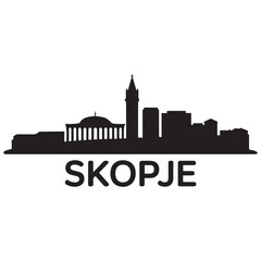 Naklejka premium Skopje skyline horizontal banner. Skopje, North Macedonia. Vector template for your design. Vector black silhouette. with white background