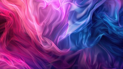 Obraz premium Abstract swirling textile with vibrant pink, purple, and blue hues creating a dynamic, flowing composition of luminous, translucent layers