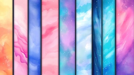 Colorful abstract watercolor texture banners.