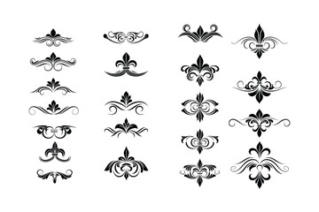 Decorative black swirl patterns present classic elegance on the transparent white background