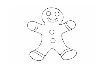 Gingerbread man outline festive cookie drawing illustration