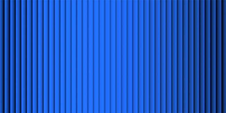 Fototapeta Blue fractal glass gradient with ribbed background effect and abstract 3D pattern. Corrugated prism texture with neon light reflection for futuristic window. Holographic wave overlay.