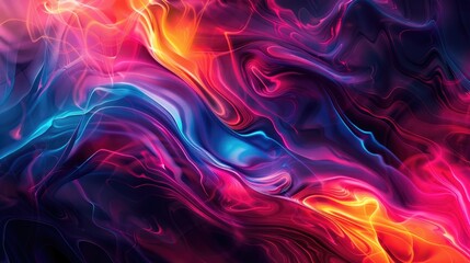 Fototapeta premium Abstract swirling vibrant hues of blue, red, and orange, creating a dynamic, luminous, and energetic visual