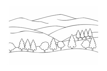 Rolling hills with trees and foliage nature landscape