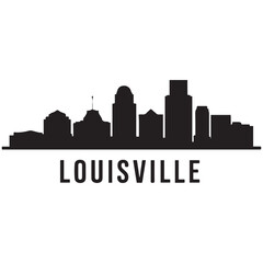Naklejka premium Louisville skyline silhouette. Black Louisville city. Vector black silhouette. with white background