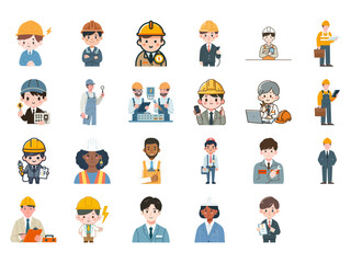 electrical engineer flat design illustration set