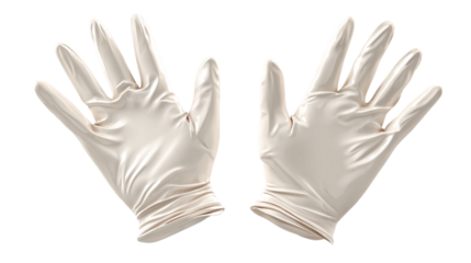 Two Sterile Gloves for Medical Use on Transparent