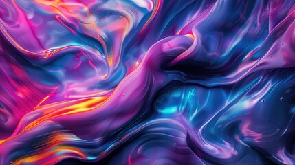 Fototapeta premium Abstract swirling vibrant hues of purple, blue, pink, and orange create a dynamic, iridescent, flowing liquid-like texture