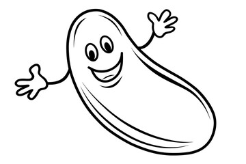 Happy and playful cartoon cucumber character ready for coloring fun in a creative activity for children