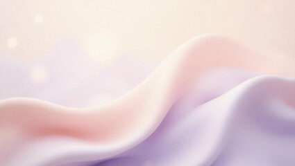 A serene and elegant abstract background featuring soft, flowing silky waves in delicate pastel hues with glowing bokeh.