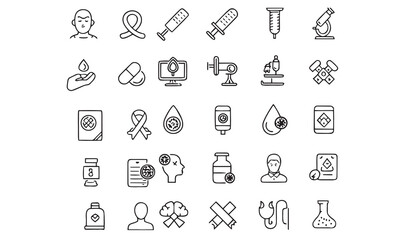 Cancer Awareness Ribbon Icons & Cancer Care Symbol Vector