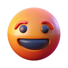 Fototapeta premium Orange emoji face happy expression render illustration graphic design social media communication icon symbol