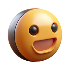 Fototapeta premium Happy emoji face yellow black rendering illustration expression smile cheerful positive 3d character 100