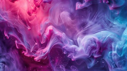 Obraz premium Abstract swirls of vibrant pink, purple, and blue hues intermingle, creating a dynamic, ethereal, and textured composition with subtle glitter