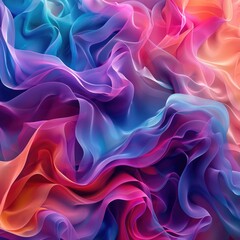 Abstract swirls of vibrant, translucent hues in pink, blue, and orange, creating a dynamic, flowing, and ethereal effect