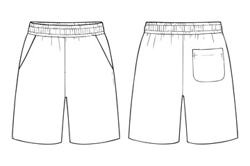 Simple and clean shorts design with pockets, elastic waistband, and casual fit for men and women