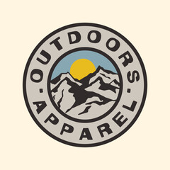 This badge design features a rugged mountain silhouette, representing the spirit of adventure and freedom in the outdoors. With its minimalist retro style and clean lines, this badge has a classic fee