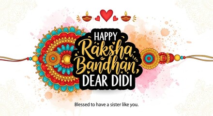 Colorful Raksha Bandhan Festival Design with Rakhi and Traditional Elements