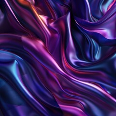 Obraz premium Iridescent purple and blue silk fabric with deep folds and highlights, creating an abstract, flowing texture