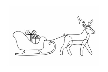 Reindeer pulling sleigh with presents gifts christmas