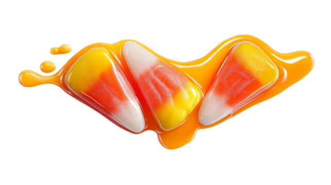 Candy Corn with Honey Drizzle on Transparent BG