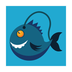 Cartoon Anglerfish in Flat and Outline Art Style