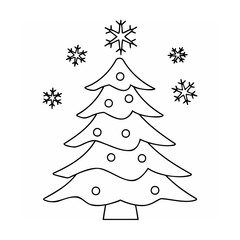 Decorated Christmas tree with falling snowflakes winter
