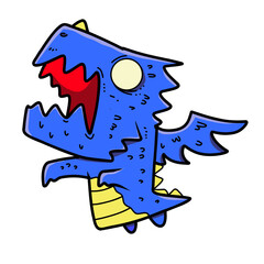blue cute dragon cartoon vector