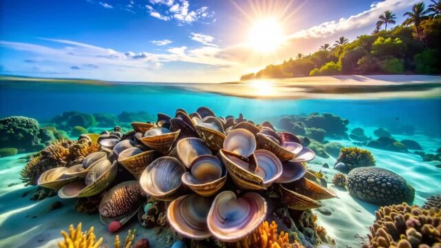 Tropical Seascape: Shells, Coral, and Sunlight