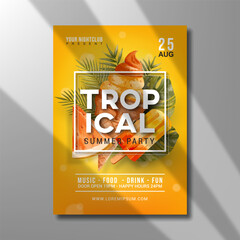 tropical summer party flyer template design