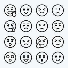 Obraz premium EmotionLine: Editable Stroke Icons for Human Feelings & Mood States – Minimal Vector Set.