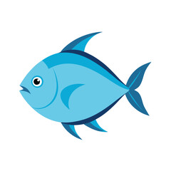 Cartoon Pompano Fish in Flat and Outline Style